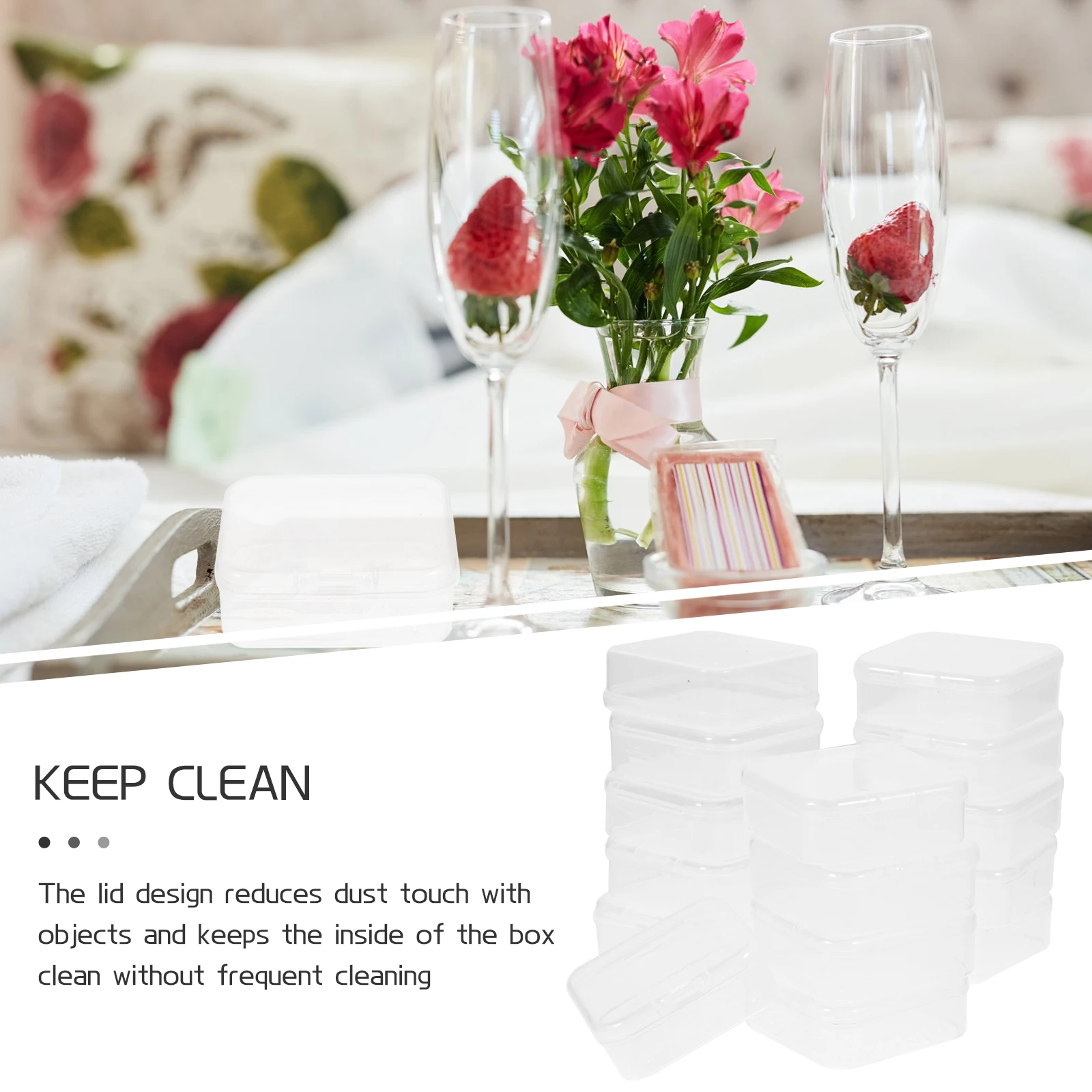 

40Pcs Transparent Storage Organizer Box Small Square Plastic Container for Craft Beads Jewelry Earplugs Portable Lightweight