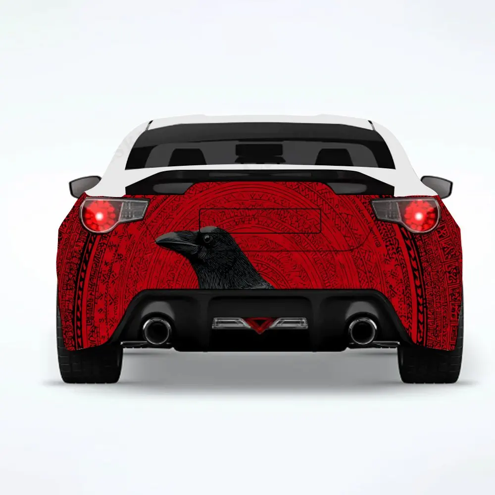 

Mystic Raven с рисунком рун, виниловая наклейка на заднюю часть автомобиля, водонепроницаемые самоклеящиеся виниловые наклейки для хвоста и бампера автомобиля,
