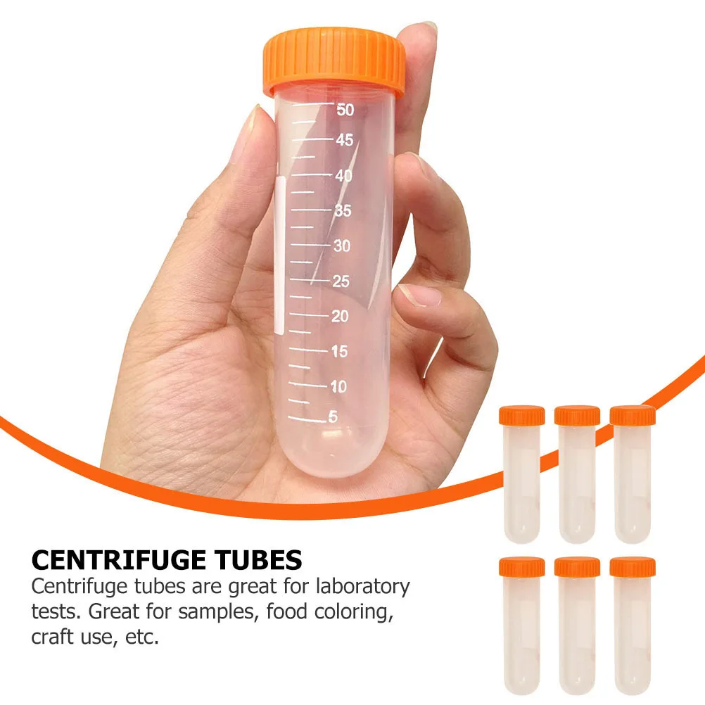 

20Pcs 50Ml Plastic Test Tubes Transparent Storage Bottles with Lids for Craft Projects Chemistry Experiments Samples Liquid