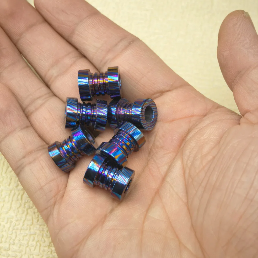 YGTITAN Titanium Timascus Lanyard Bead, Large Hole Paracord Knife Bead, EDC DIY Spacer, Random Pattern
