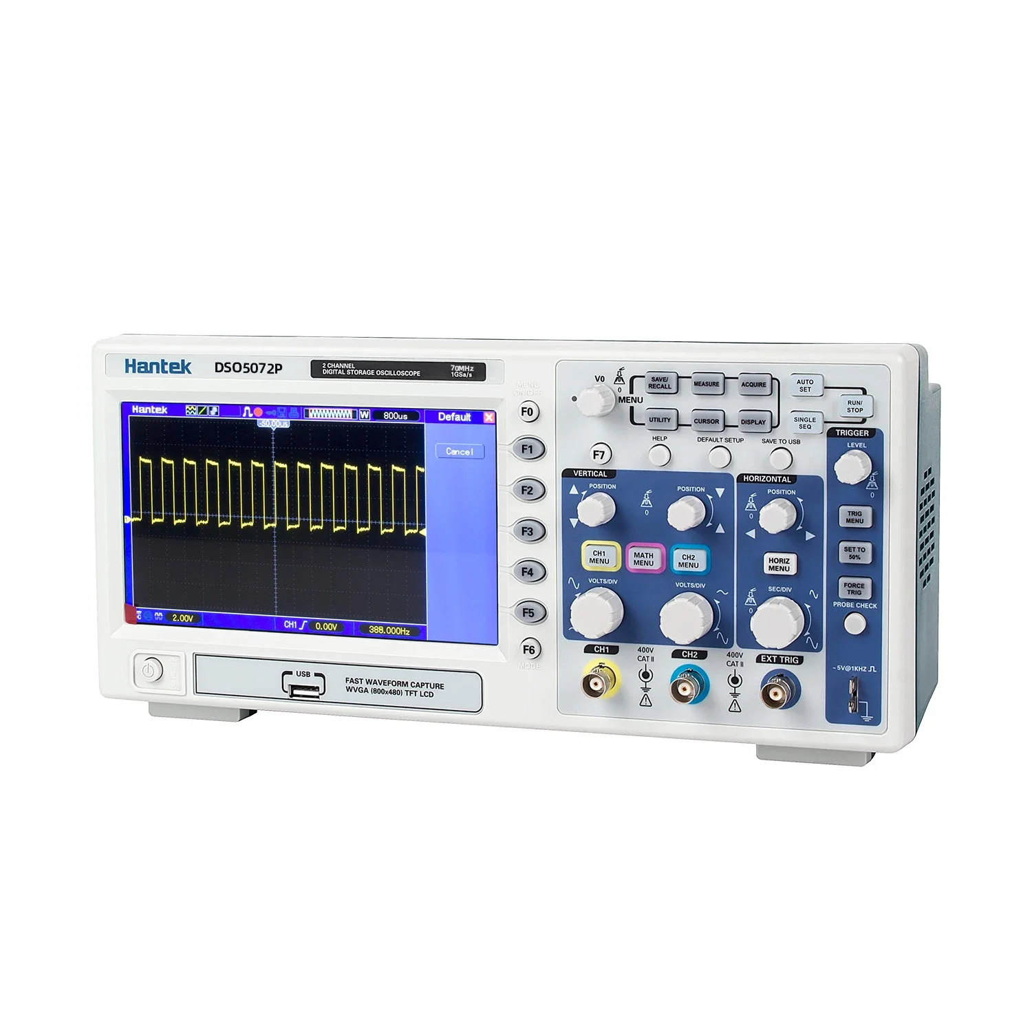 DSO5072P 70MHz 2 Channel Digital Oscilloscope, 1GSa/s 24K Depth USB Portable Digital Storage Oscilloscope for Electronic Test