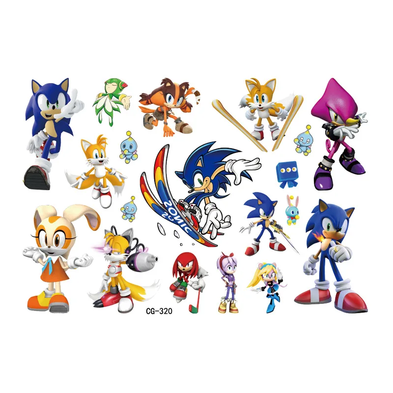 8Pcs/Set Cartoon Anime Sonic Tattoo Stickers Children\'s Temporary Tattoos Body Art Cosplay Party Toys for Kids Gifts