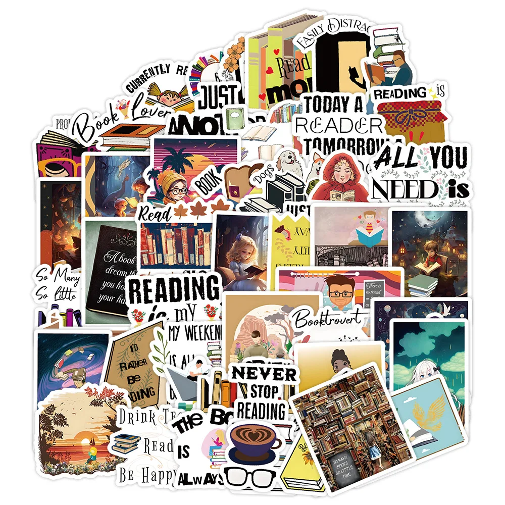 10/30/50PCS Nordic Style Love Reading Sticker Cartoon Creative Graffiti DIY Water Cup Laptop Suitcase Guitar Waterproof Decal