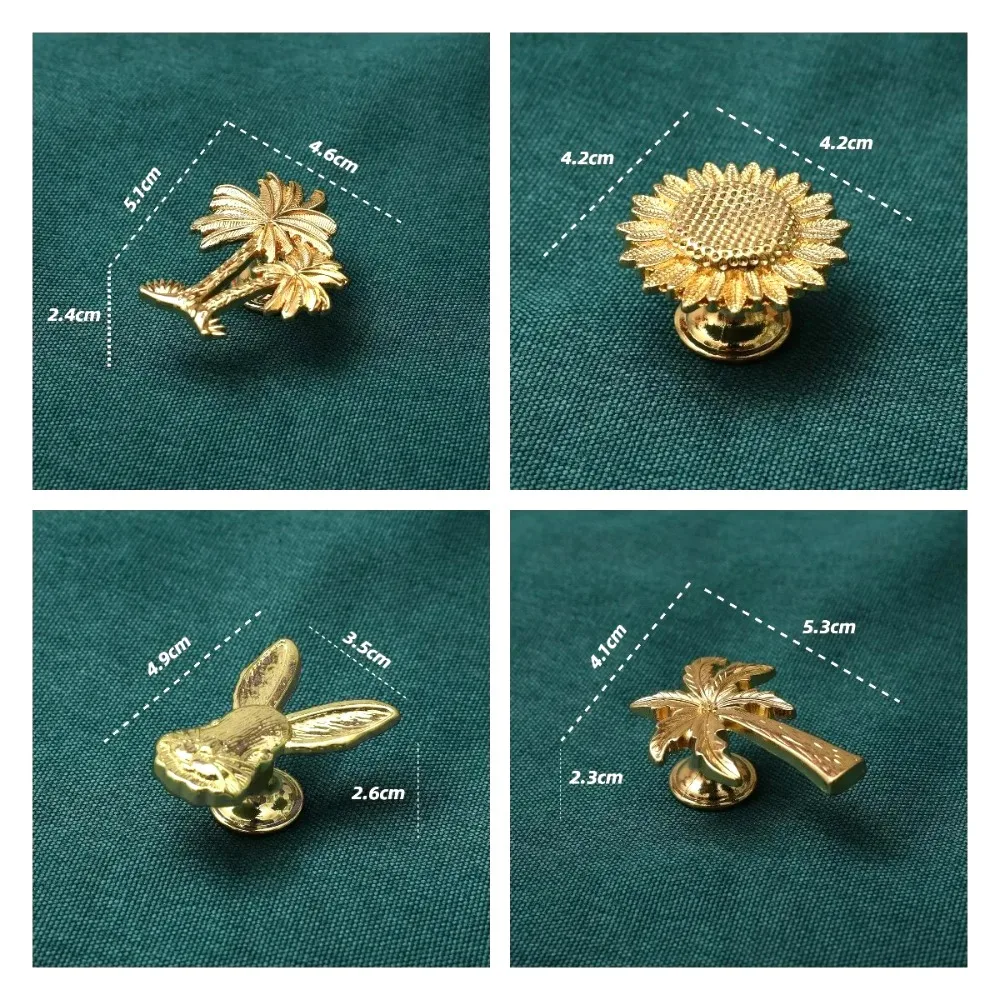 Pflanzen- und Tierform Möbelgriffe Farbige Schubladenknöpfe Retro Kommodenknöpfe Goldene Griffe für Schränke und Schubladen – Detail 5