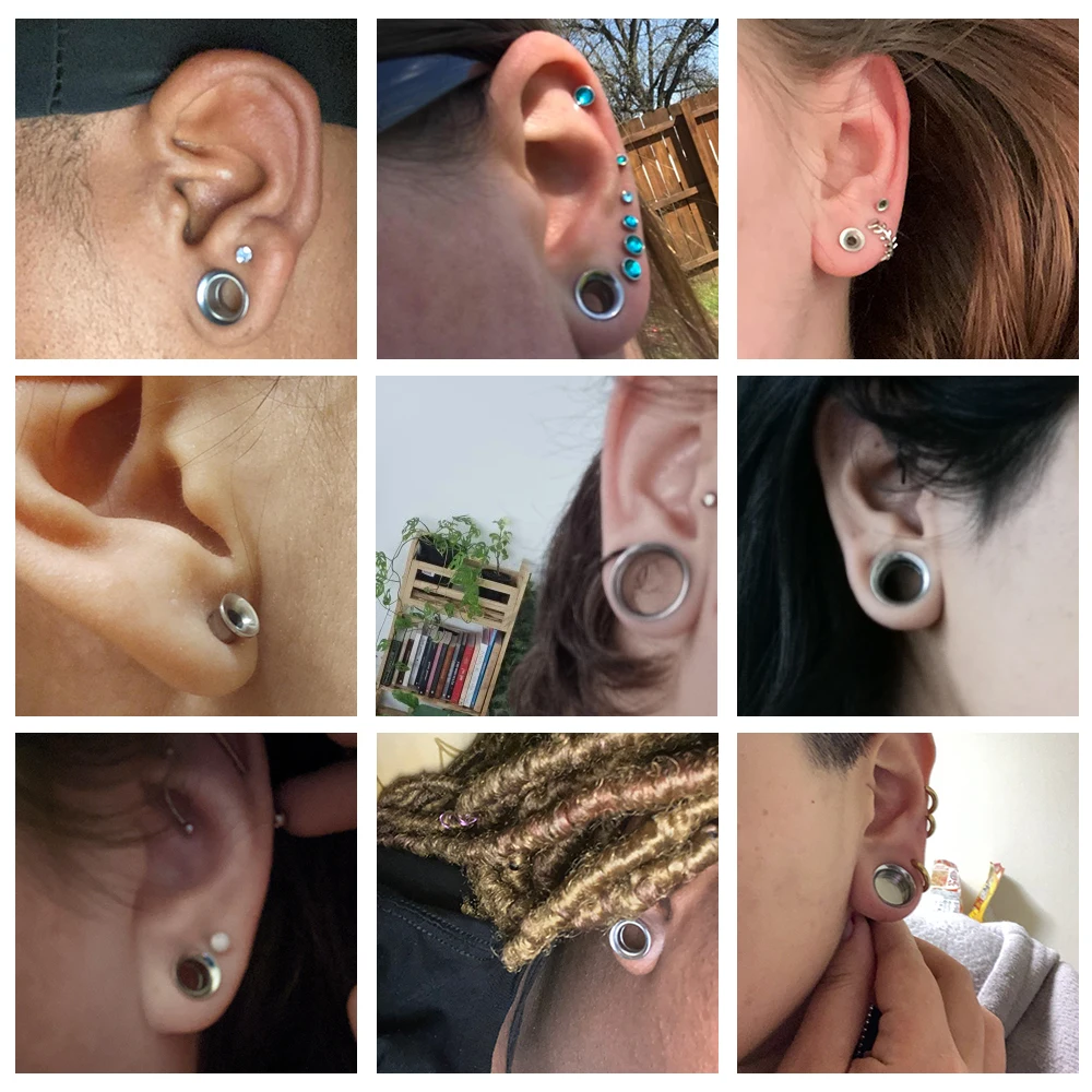 ZS 1Pair 2-18mm Ear Tunnels Taper Stretching Kits 316L Stainless Steel Ear Expander Gauges Double Flared Ear Plugs Body Piercing