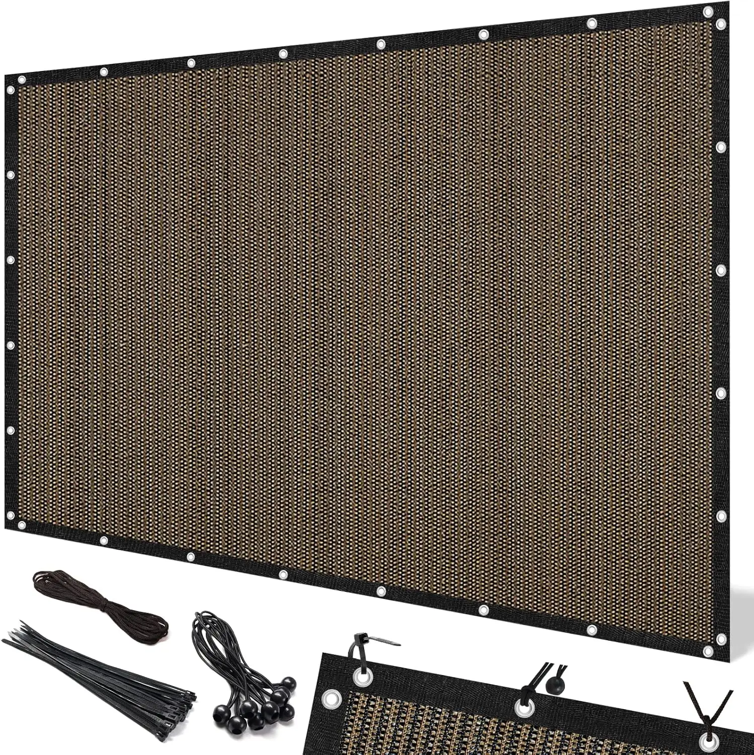 

Ткань для затенения улицы 10x12 футов с люверсами, 90% защита от УФ-излучения для создания приватности на террасе, настраиваемый цвет мокко