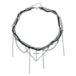 New Fashion Trend Accessories Cross Serpentine Glass Crystal Ins Fashion Fringe Necklace for Women Party Jewelry
