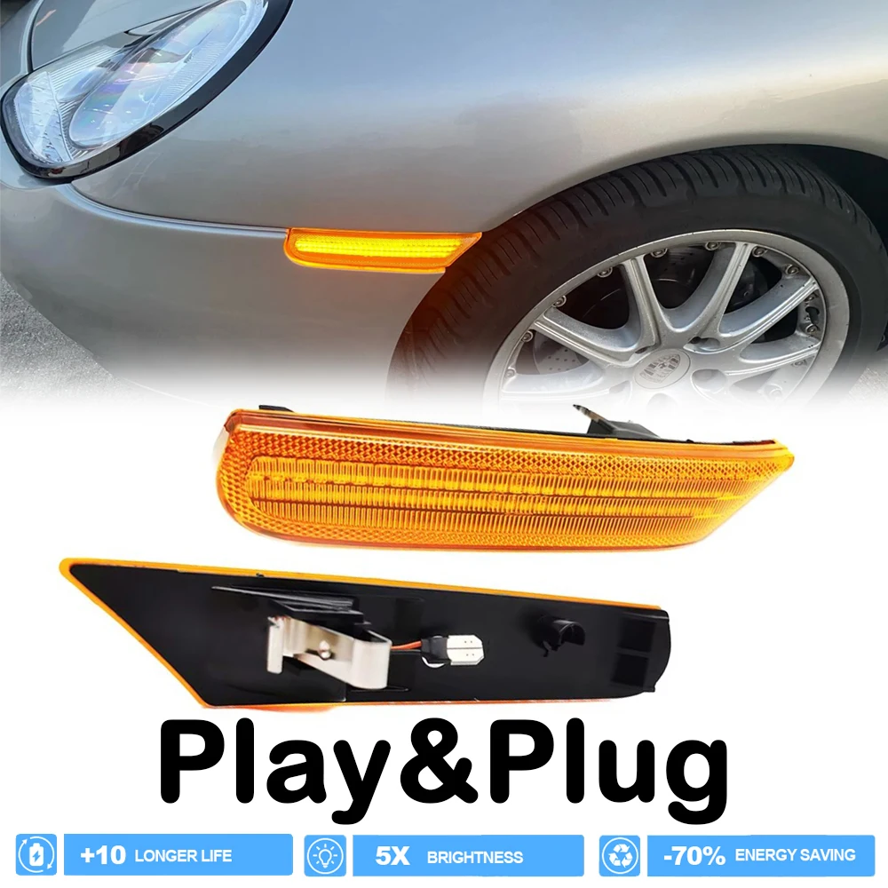 

LED Dynamic Front Fender Side Marker Light for Porsche Boxster 986 996 911 Carrera Turbo Targa GT2 GT3