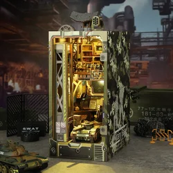 NEW DIY Wooden Book Nook Military Base Figurines Miniatures Kits Bookend Handmade Bookshelf for Friends Gifts Home Decor Crafts