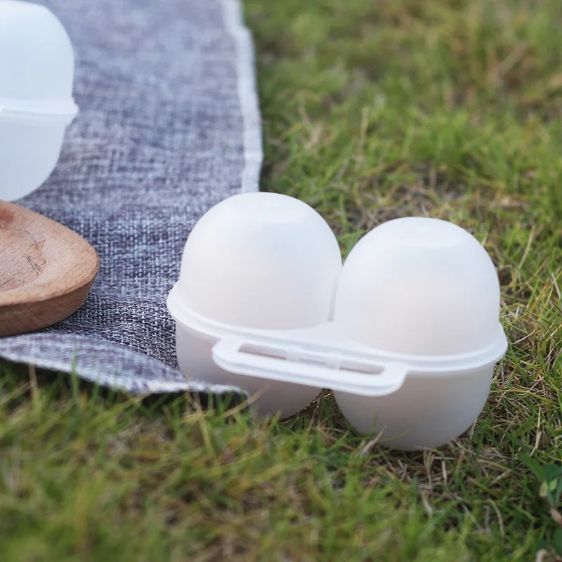 1pc 2-Compartment Egg Storage Protection Box Lunch Shockproof Travel Packaging Bags Hiking Outdoor Camping Tableware Accessories