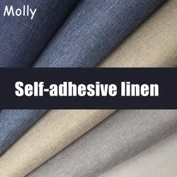 Self Adhesive Linen Fabric Adhesive Durable Linen Cloth for Sofa Furniture Car Seats Office Chairs Boxes Handicraft Handmade DIY