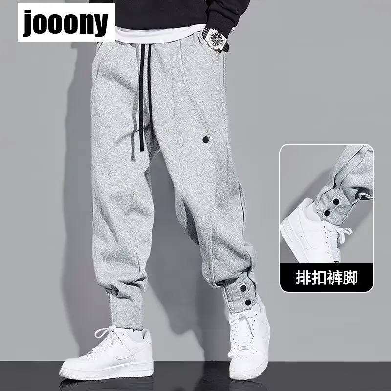 Versatile Fashion Men's Sweatpants Loose-fit 2024 New Winter Fleece-lined Casual Pants Trendy Brand Waist-adjustable Joggers