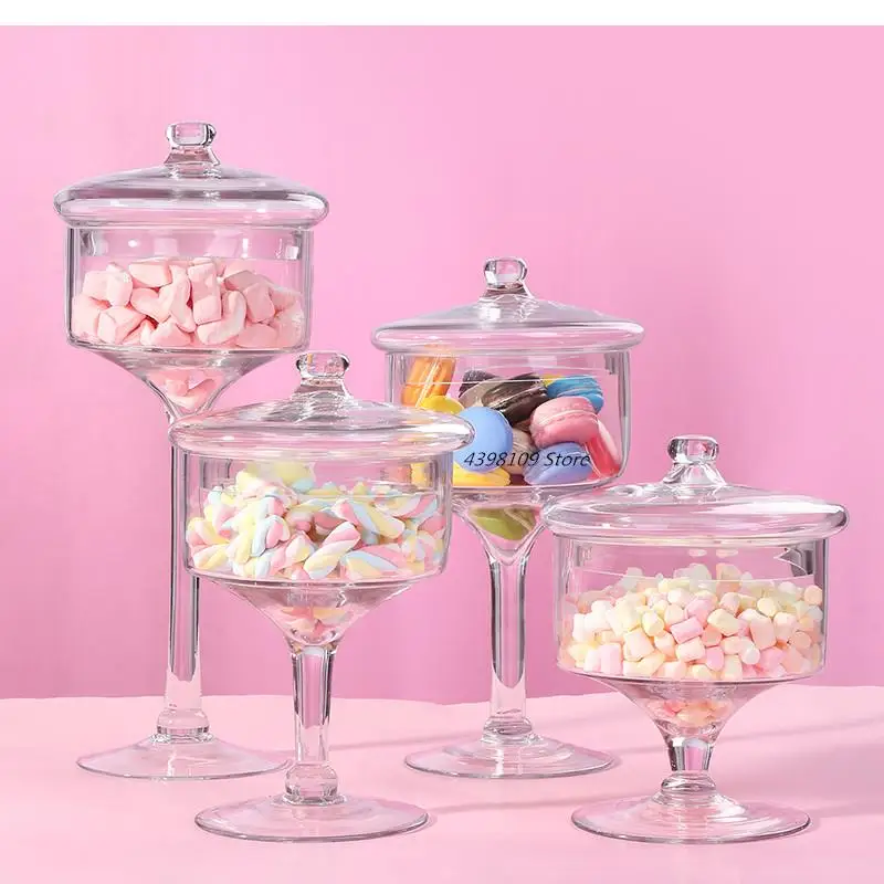 

Nordic high glass candy jar quality food storage bottle and dust dessert tray wedding decoration