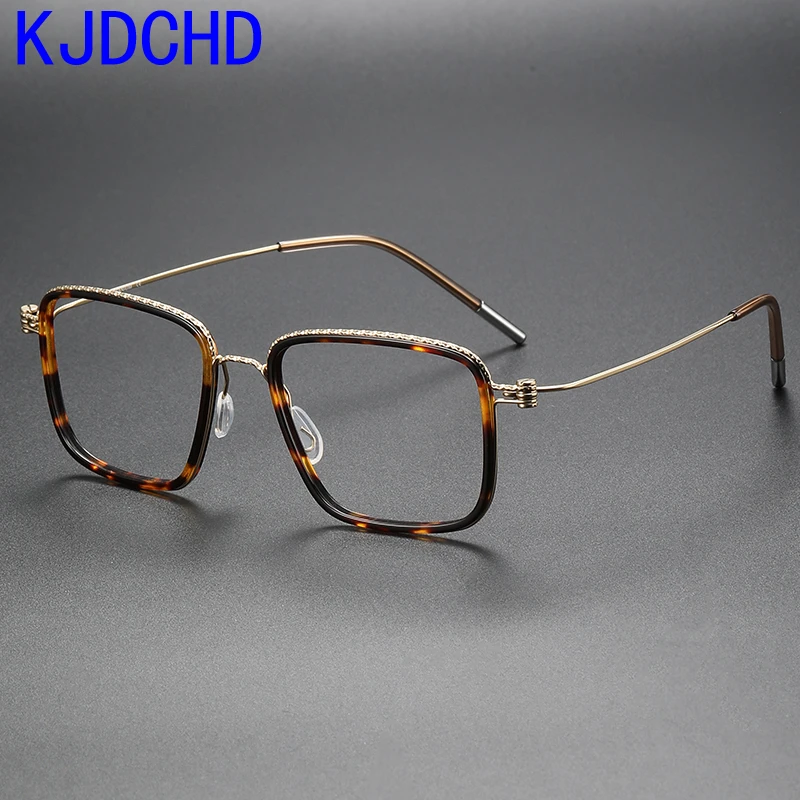 

Acetate Titanium Screwless Eyewear Prescription Eyeglasses Frame Women Square Myopia Optical Denmark Korean Glasses Frame Men