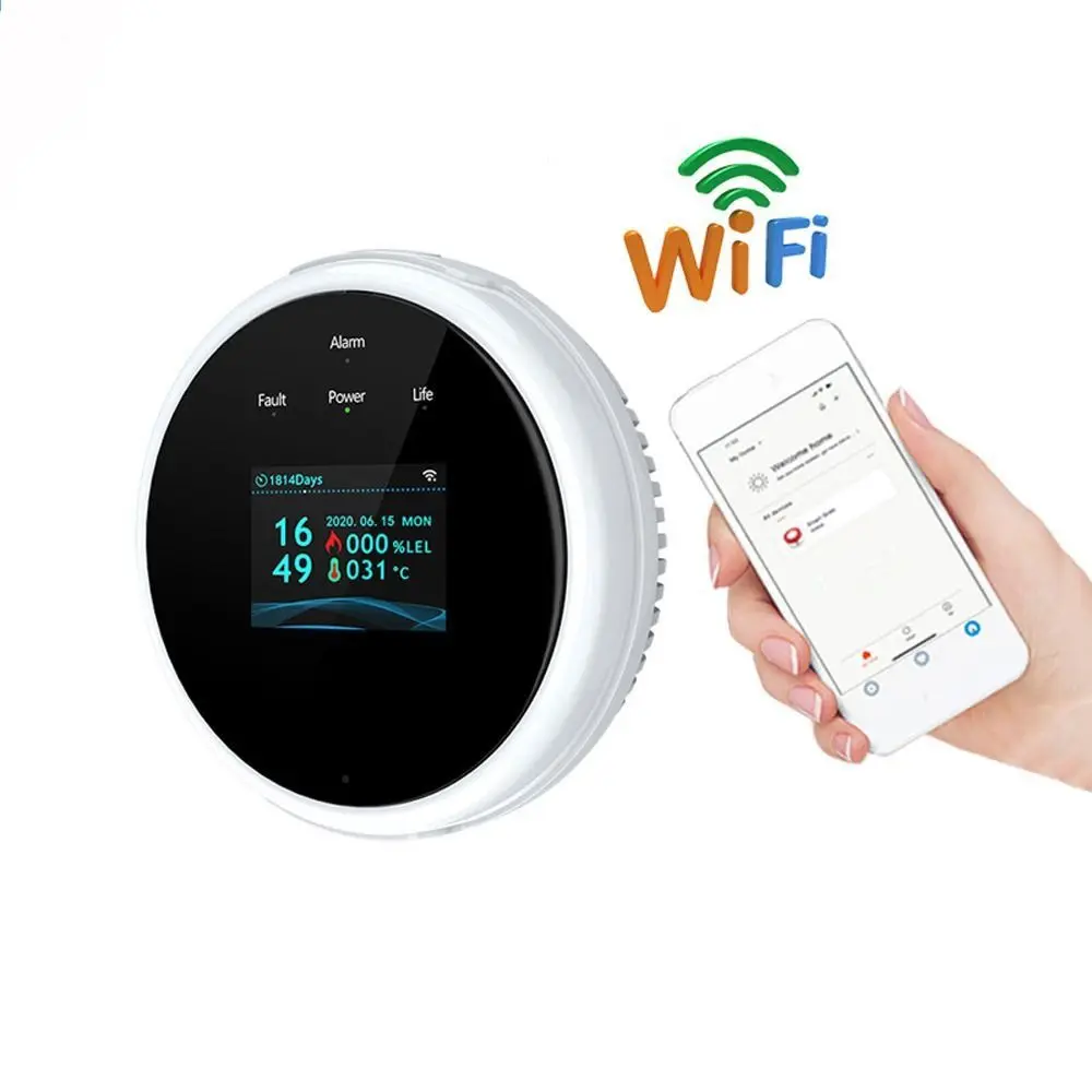ذكي واي فاي كاشف تسرب الغاز الطبيعي حساسية عالية الرقمية LED تسرب الغاز الاستشعار APP التحكم في درجة الحرارة العرض #4