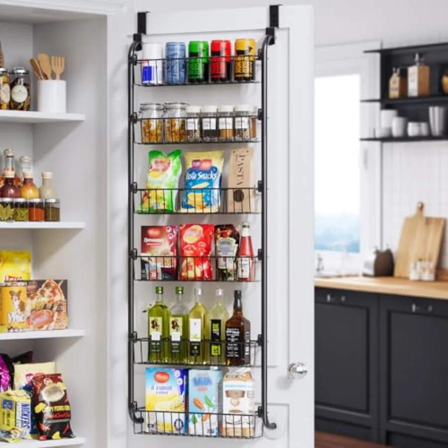 

6-Tier Over-the-Door Kitchen Organizer, Easy-Install Metal Hanger, Large Capacity & Space-Saving