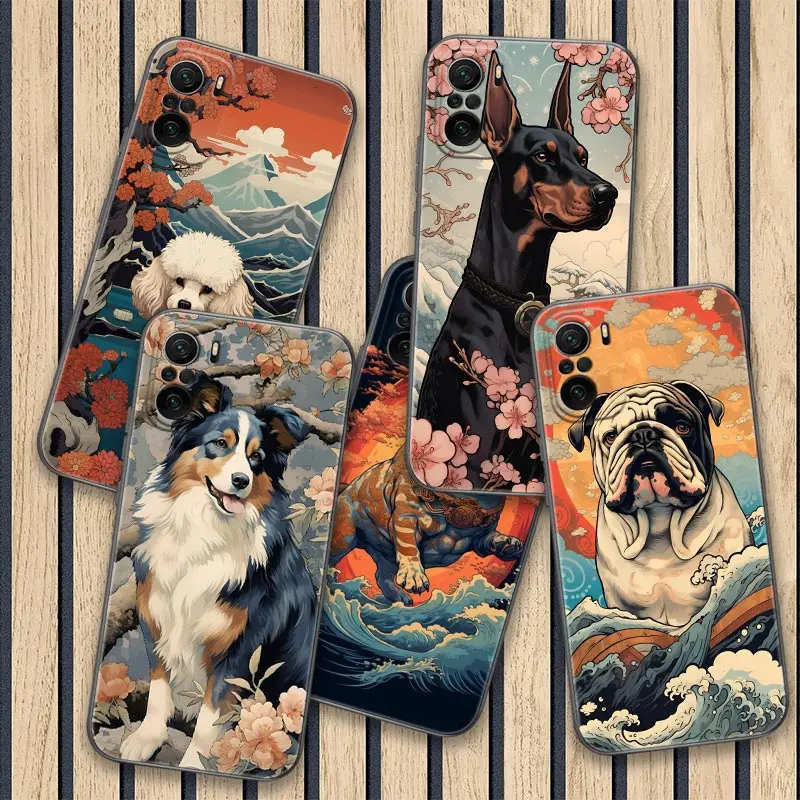 

Dog Shepherd Bulldog Ukiyo-E Style Poco F6 Pro Funda For Xiaomi Poco X3 NFC X6 X4 X5 5G M4 M5 M6 F3 F4 F5 14 13T Pro Phone Cover