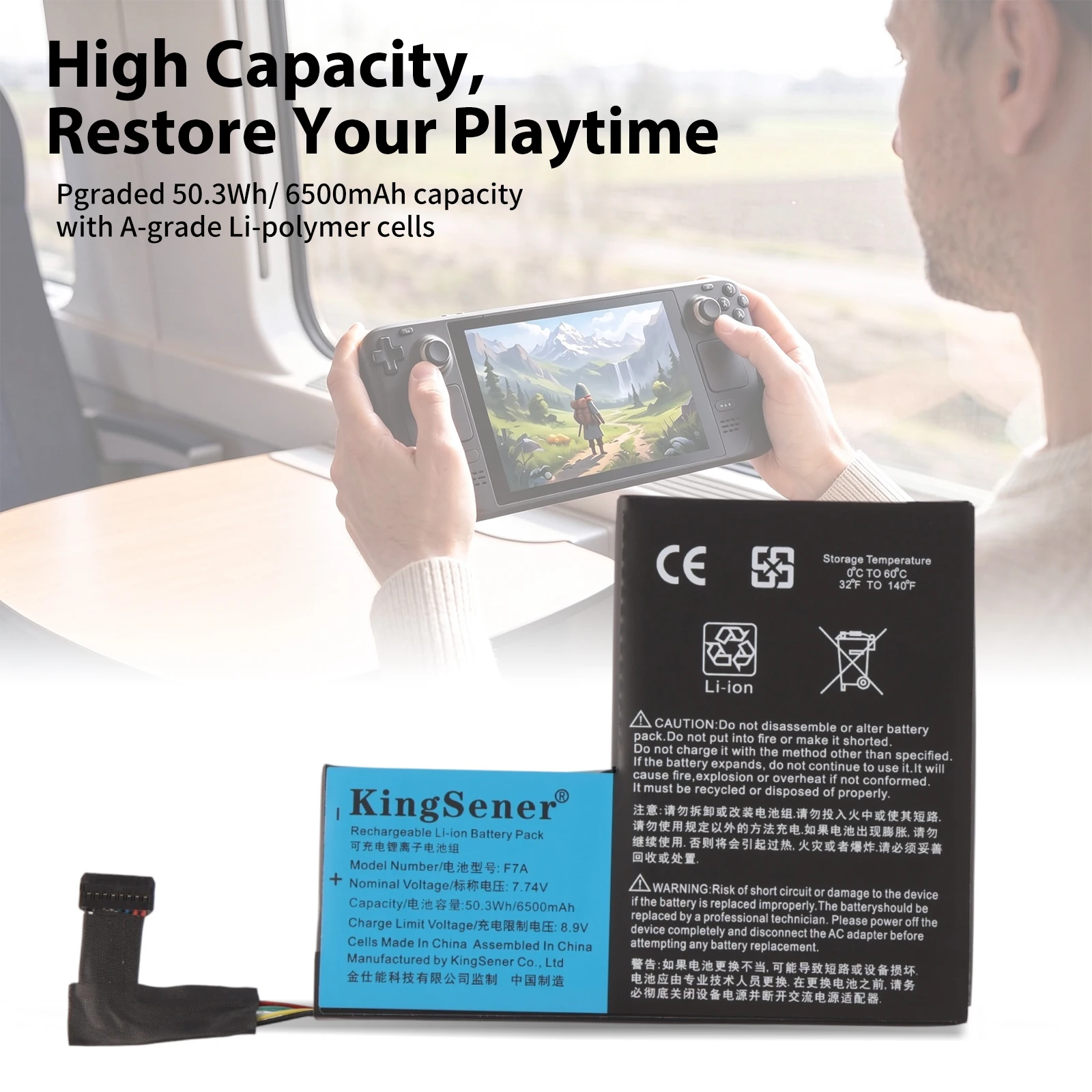 F7A F7G Replacement Battery 7.74V 50Wh for Steam Deck LCD OLED Handheld Gamepad Controller With Free Tools High Capacity