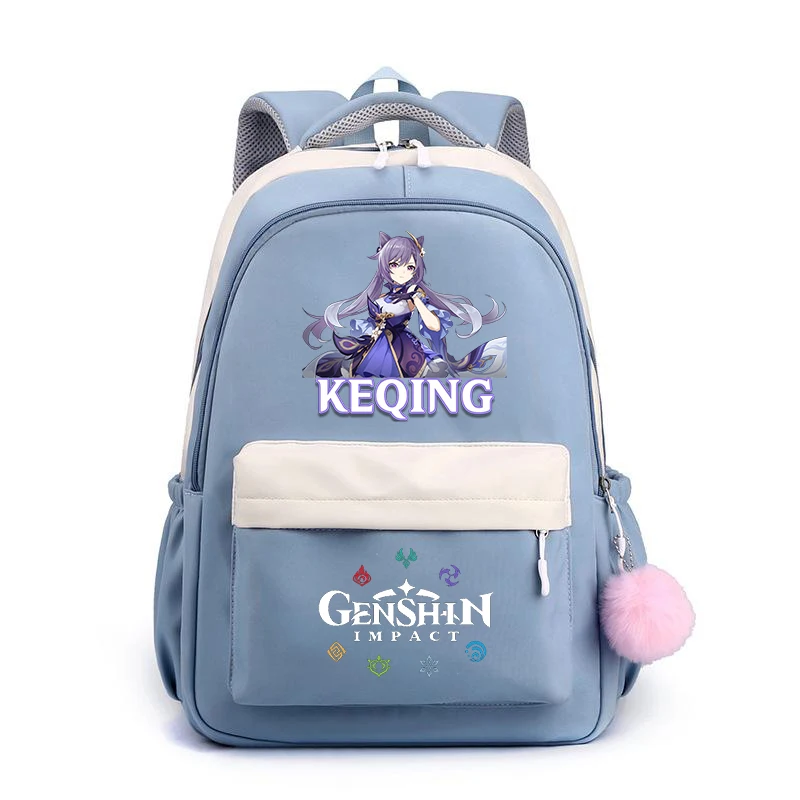 HUTAO Genshin Impact School Backpack for Gils Boys Fashion Korean Style Backpack Large Capacity Students Rucksack Travel Daypack