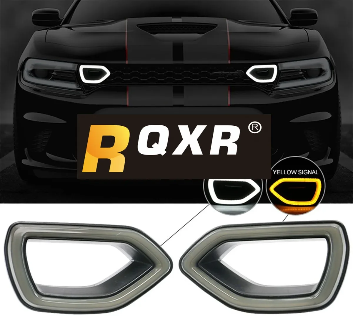 2pcs/set LED Daytime Running Light Grille Pig Nose Light for 2015-2019 Dodge Charger