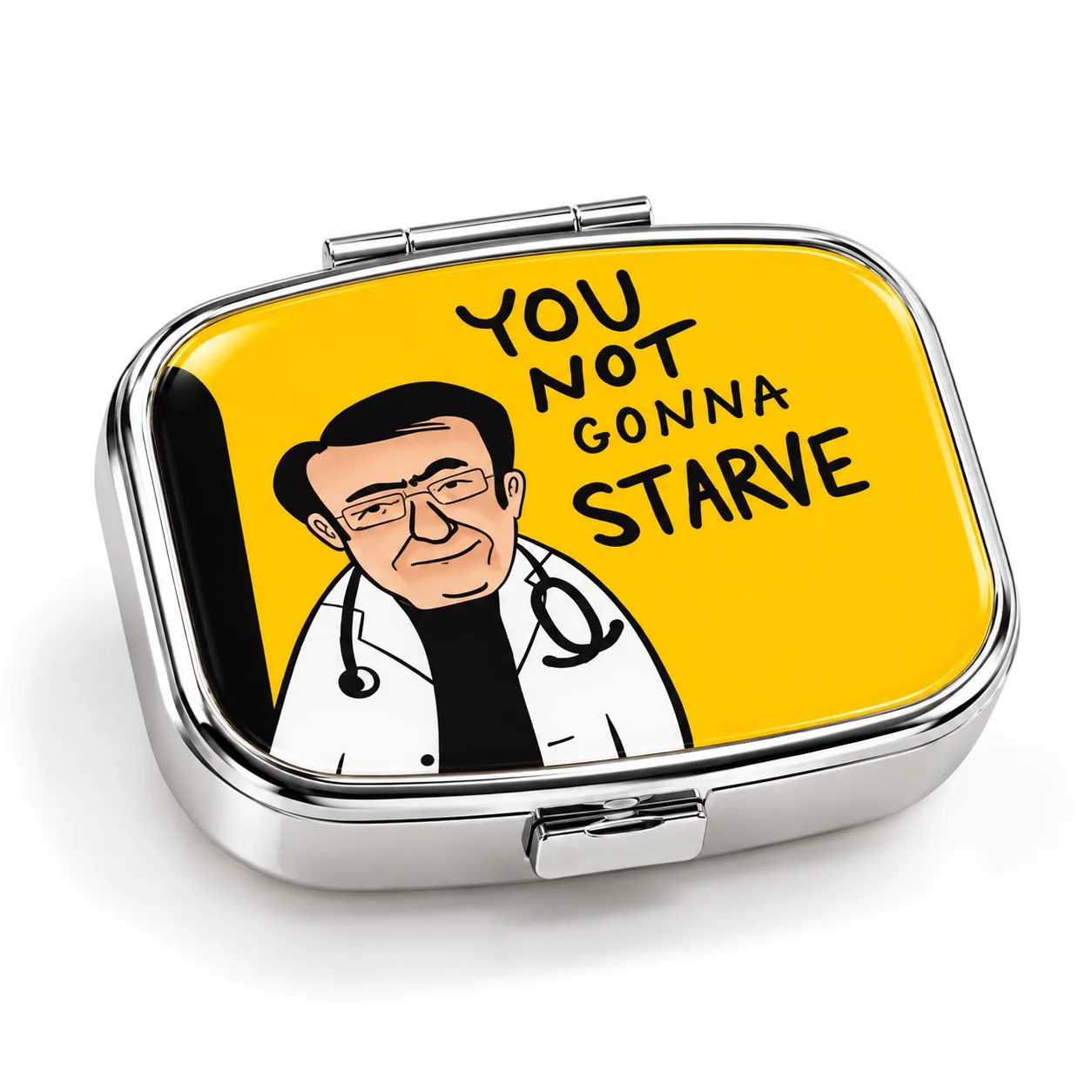Cartoon Doctor Medicine Case Portable 2 Grid Metal Pill Box Travel Tablet Organizer Pocket Pill Storage Box Compact Container