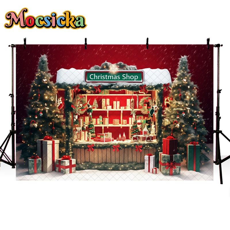 Mocsicka Candy Cane Sweets Backdrops Kids Family Photography Props Child Adult Photocall Snowflake Xmas Trees Backgrounds