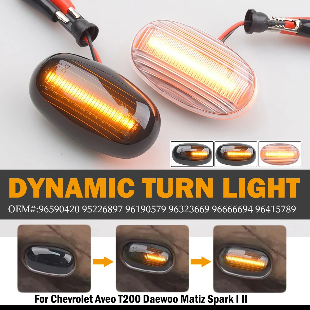 For Chevrolet Aveo T200 Daewoo Matiz Spark I II Led Dynamic Side Marker Turn Signal Lights 96590420 95226897 96190579 96323669