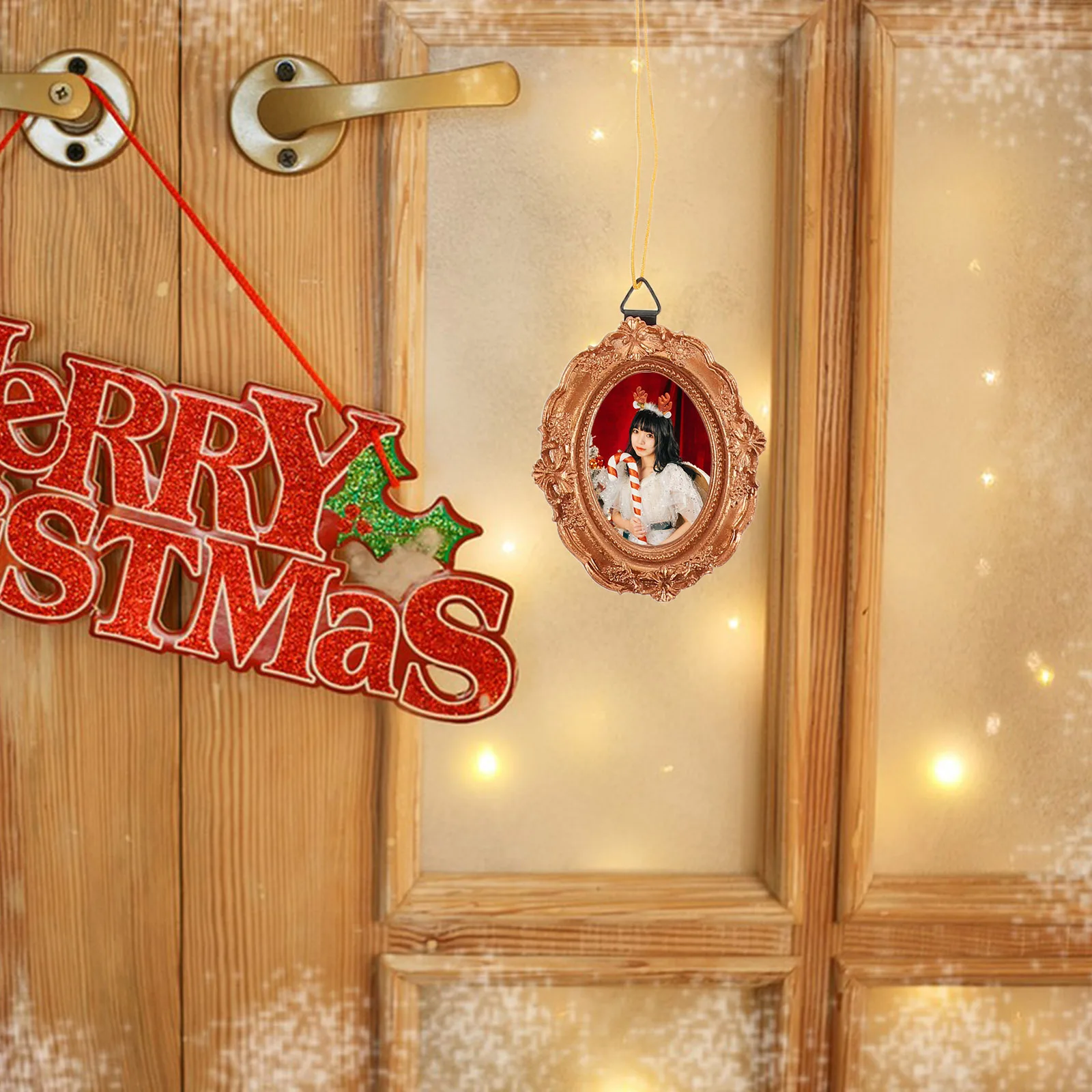 إطارات صور عتيقة صغيرة إطارات فنية شجرة عيد الميلاد الإبداعية خفيفة الوزن وسهلة التركيب وإزالة ديكور زينة شجرة صغيرة