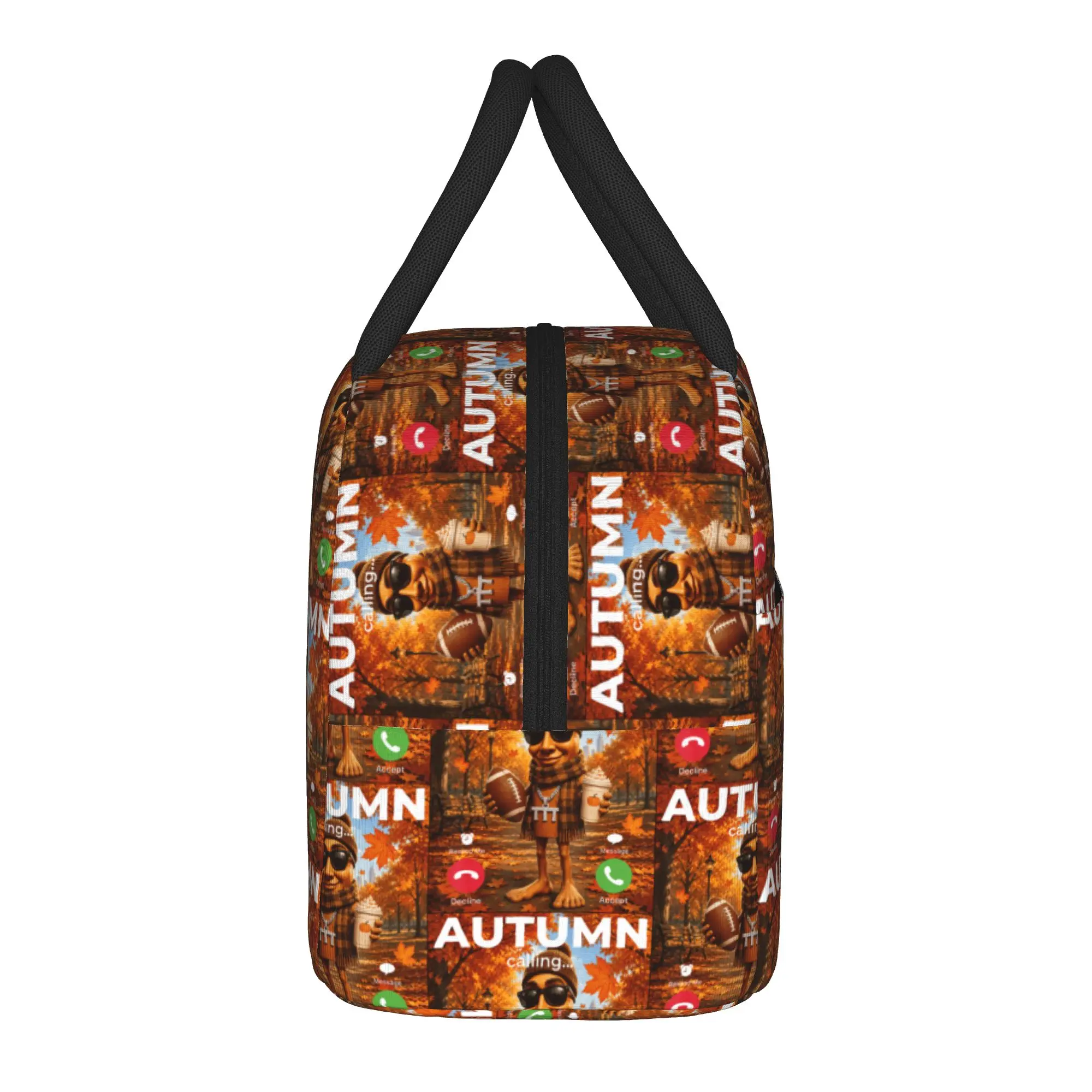 Sweater Weather Football Pumpkin Spice Cozy Fall Tung Sahur Lunch Bag Lunch Box  Child Casual Tote Handbags Portable Cooler Bag
