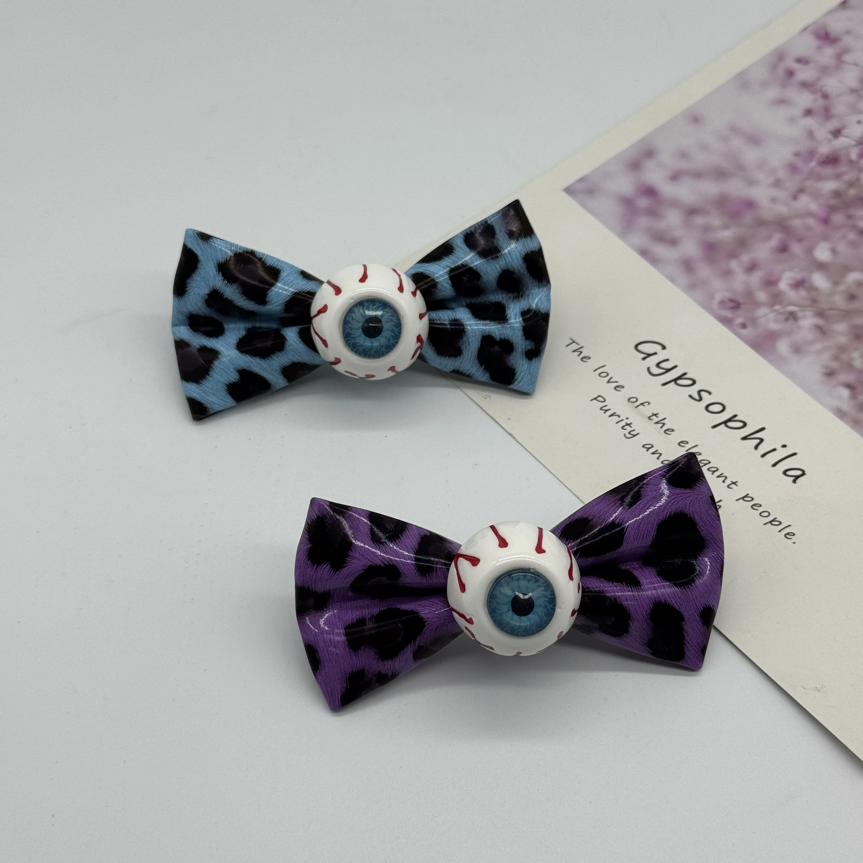 Colorful Leopard Bow Hair Clip, Creative Cosplay Accessory