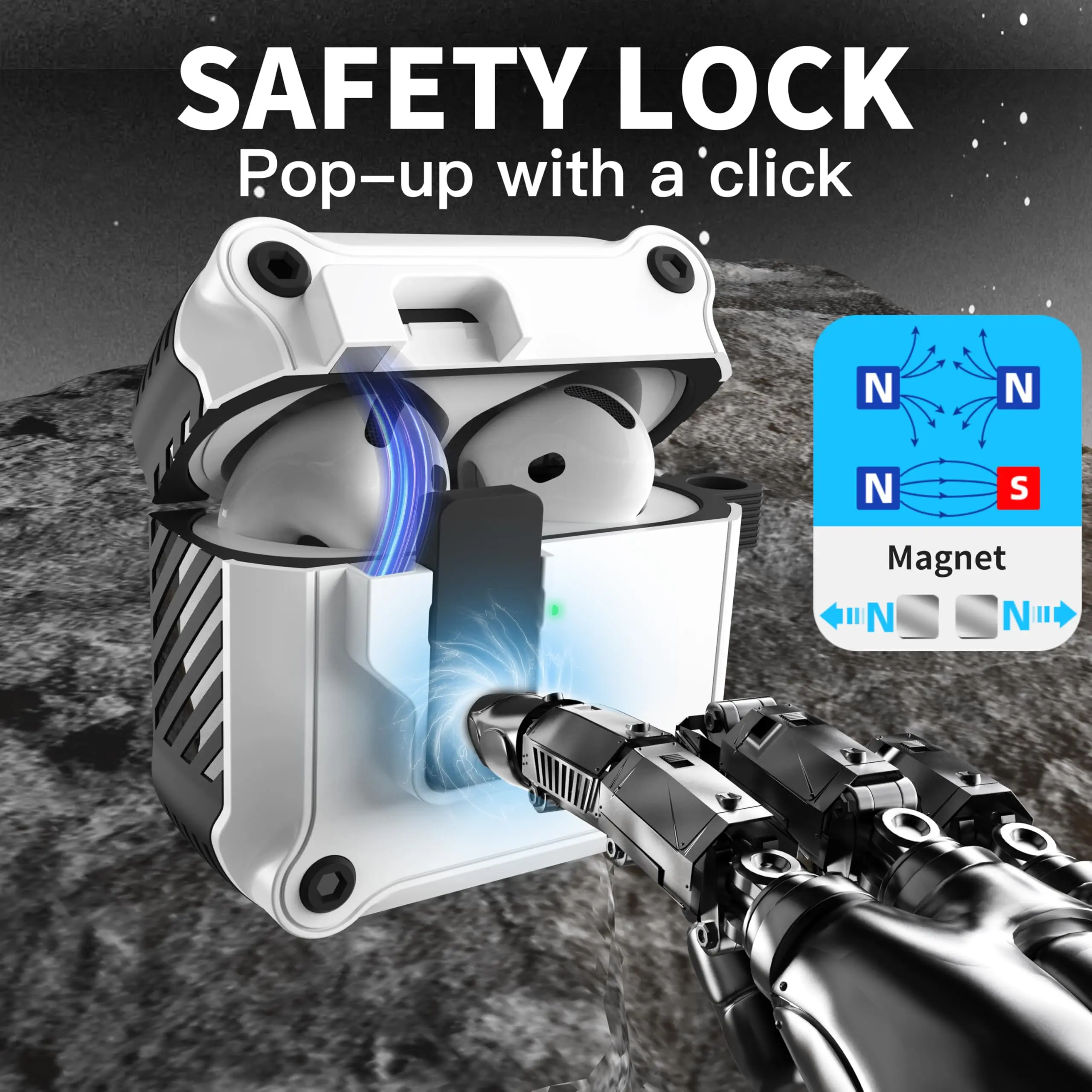 حافظة قفل لأجهزة AirPods 4 حافظة صلبة واقية مقاومة للصدمات مع مجموعة منظف لجهاز Airpods 4 Generation 2024 (أبيض)