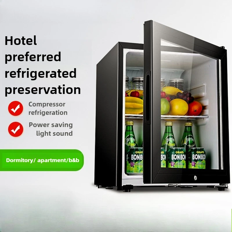 

Single Refrigerated Ice Bar Hotel Use Small Freezer Transparent Door Refrigerator Wine Cabinet Silent Hotel Small Refrigerator