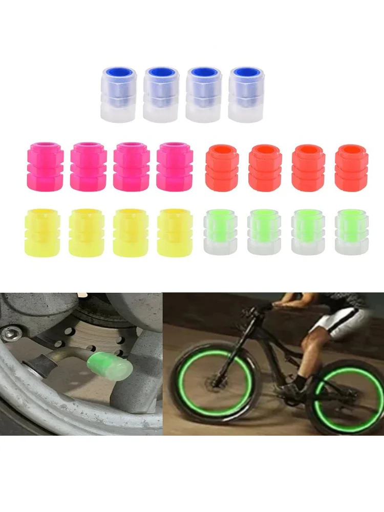 AliExpress NONE 4Pcs  Luminous  Car  Tire Valve  Caps  Fluorescent  Glow  In  The  Dark  Whee l  Stem  Air  Caps for Auto Motorcycle Bike
