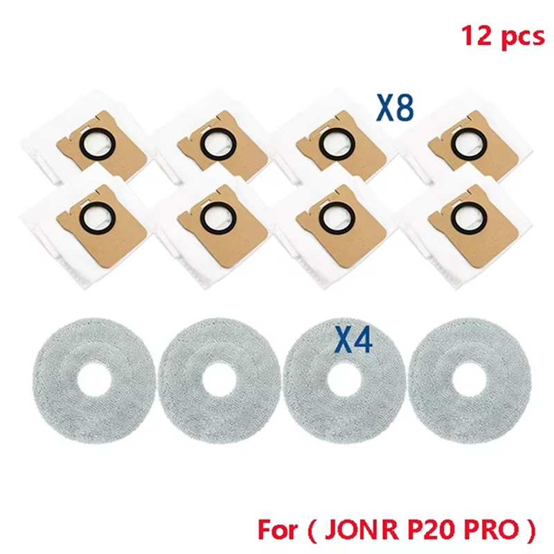 ABVI-Accessories For JONR P20 PRO Vacuum Cleaner Mop Cloth Dust Bag Efficient Microfiber Spare Cleaning Parts Replacement