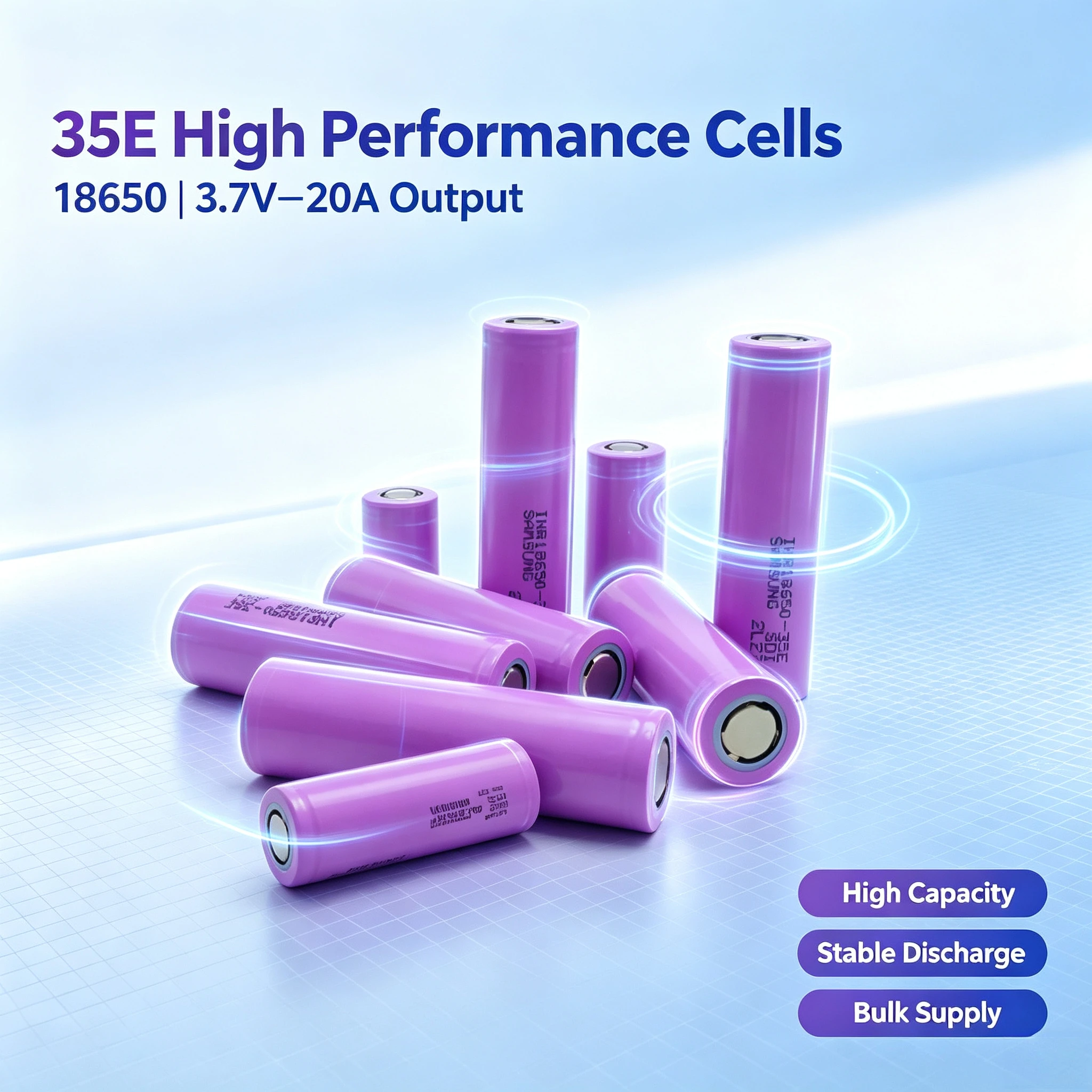 18650-35e lithium cell,3.7V 20A output,high energy density inner cells great thermal stability,for long Toy battery Battery cell