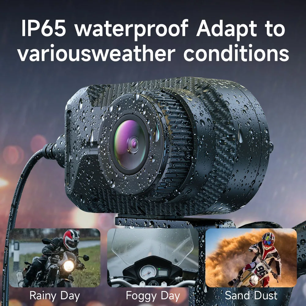 JIUYIN 2K HD Motorcycle Driving Dash Cam Camcorder IP65 Mountain Electric Bike Bicycle Motorcycle Helmet Camera Outdoor Black