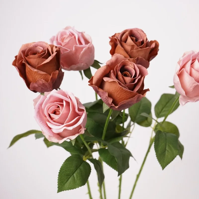 10Pc Moisturizing Rose Artificial Flowers Real Touch Roses Bridal Bouquet Wedding Decor Floral Arrangement Party Home Decoration