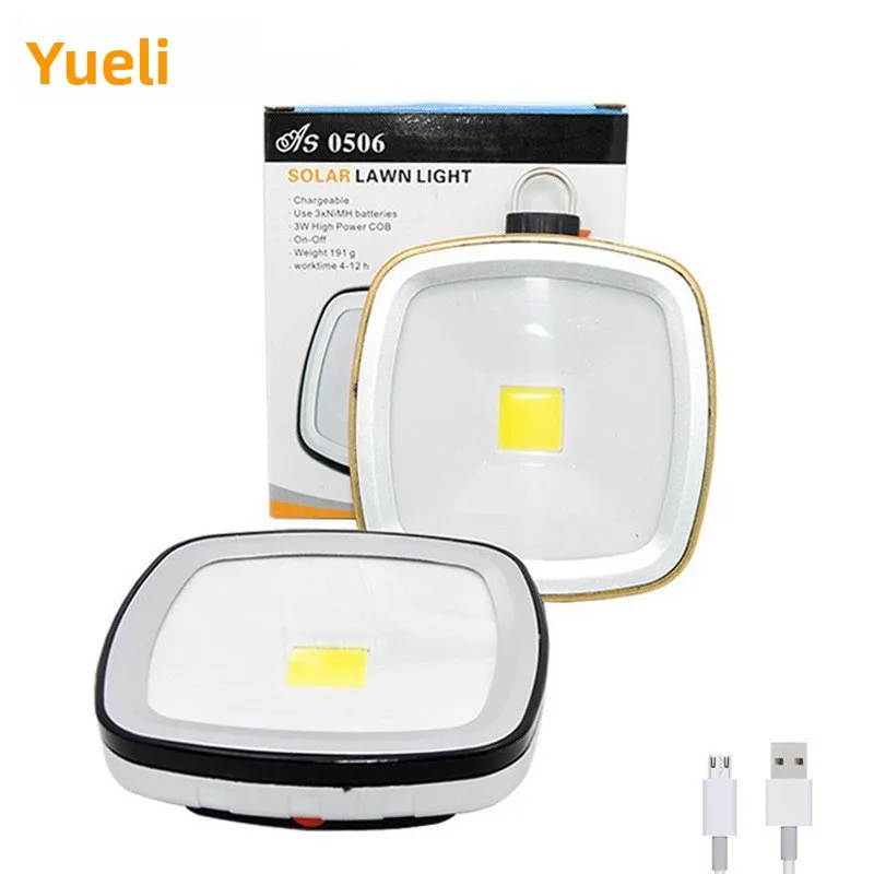 Outdoor Solar Searchlight USB Rechargeable Camping Tent Light Portable Emergency Dual Light Source Flashlight Long Battery Life