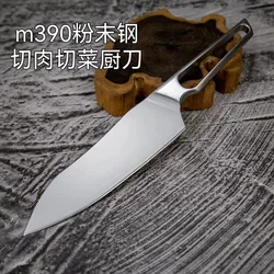 7 Inch Chef Knife M390 Core 3 Layers Clad Steel Blade Sharp Cleaver Meat Slicing Vegetables Kitchen Knives Hollowing Out Handle