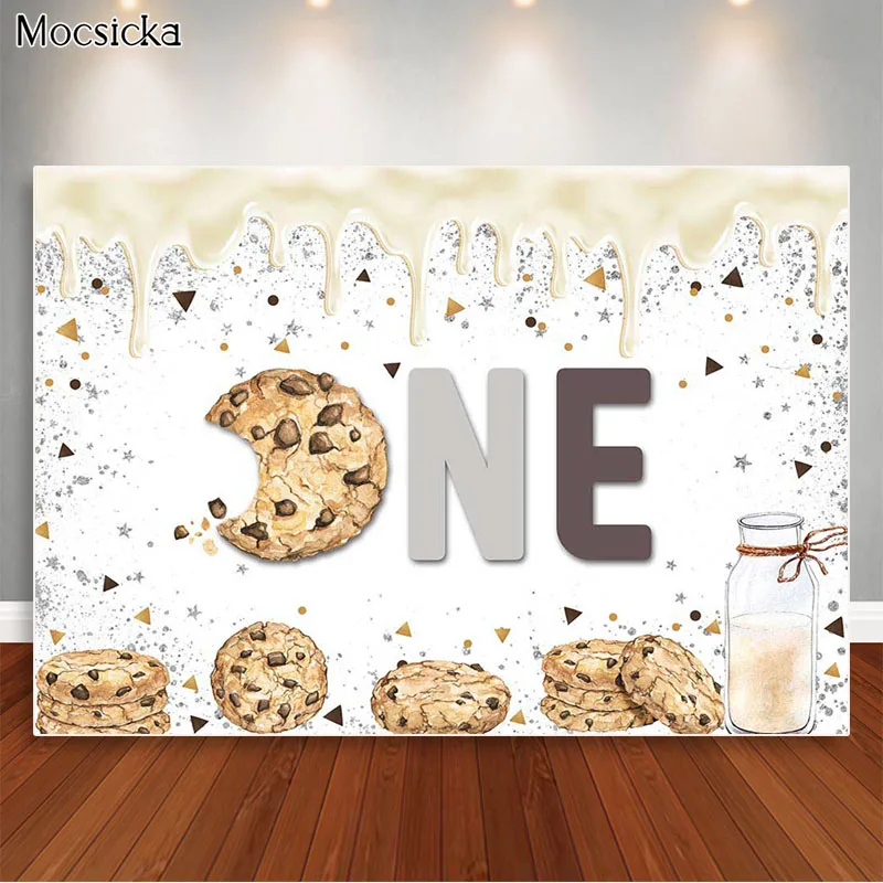 Cookies Carnival First Birthday Backdrop Silver Glitter Photography Background Fiesta Dessert Table Decor Photo Studio Props