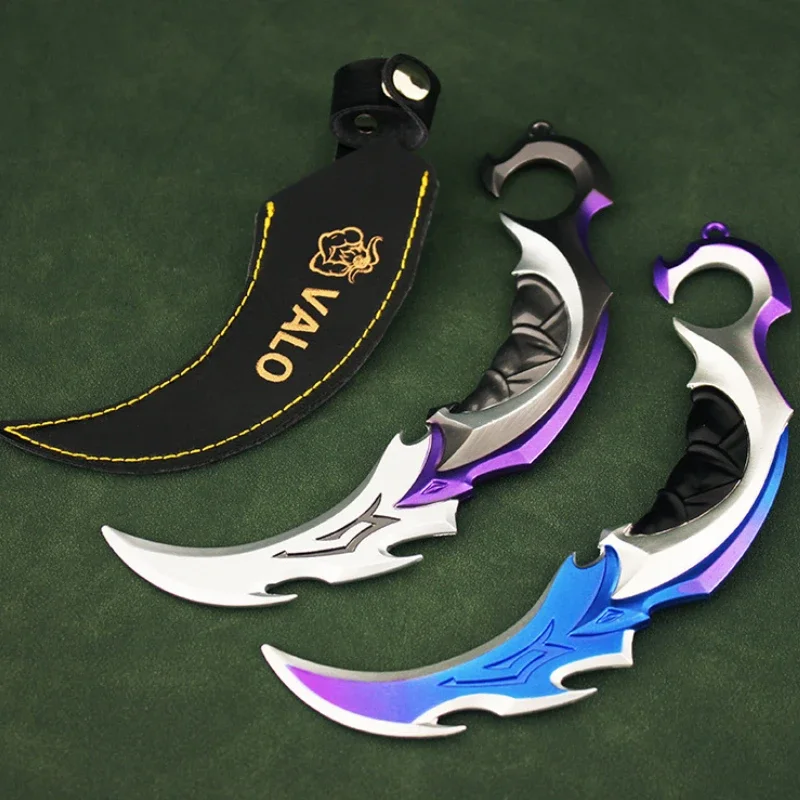 16cm Valorant Karambit Melee Weapon Metal Model with Scabbard Gaming Peripheral Claw Knife Alloy Model Home Desktop Decoration