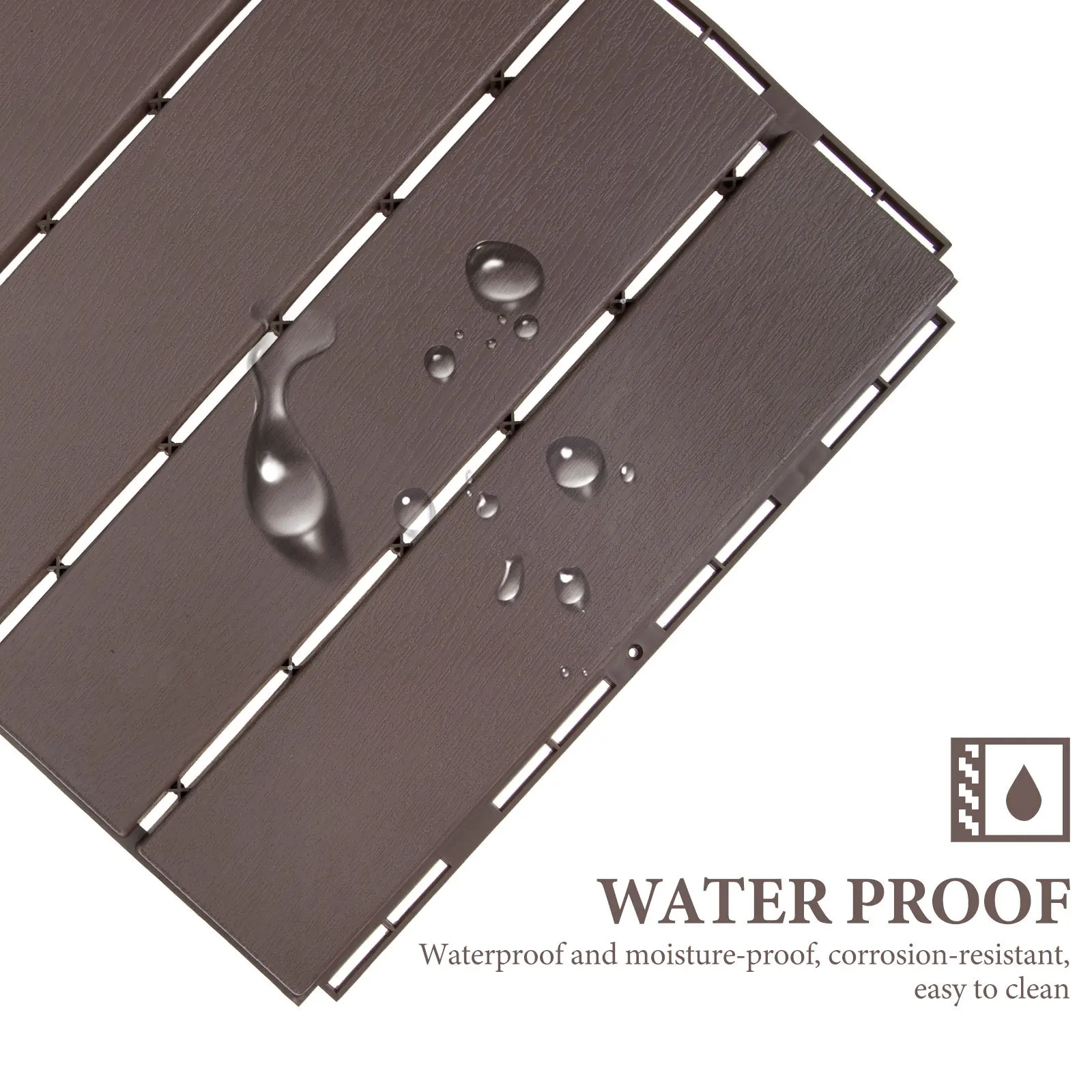 

Waterproof Interlocking Outdoor Floor Tiles Weatherproof Rhombic Texture Splicing Flooring for Yard Deck Garden Wood-Plastic