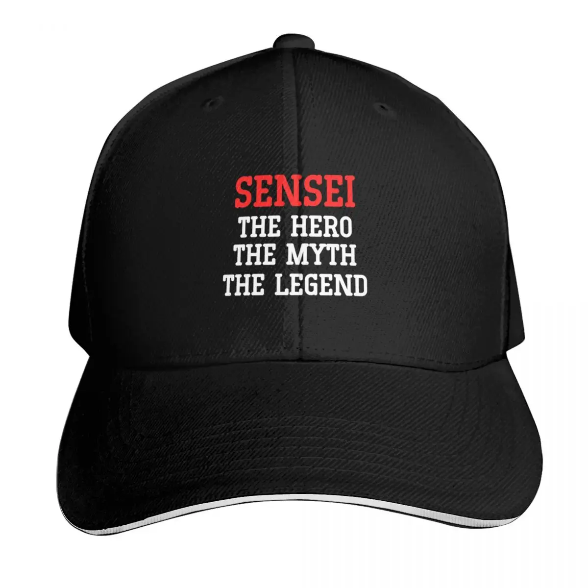 Sensei The Legend The Mith The Hero - BLK Baseball Cap Sun Protection UPF 50+ Breathable Mesh Back Adjustable Buckle Closure