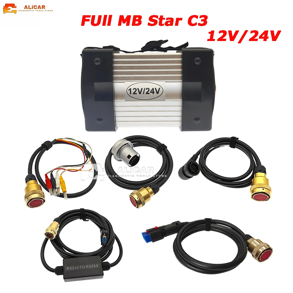 MB Star C3 Full Chip Tools For 12V/24V Obd2 Scanner With V03.2022 Software Car truck Repair Tool Automobiles Parts Accessories