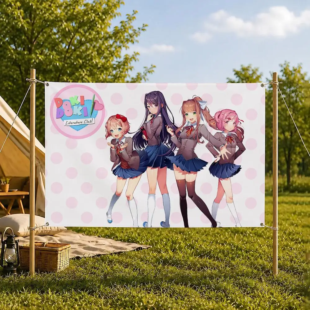 Das Spiel Doki Doki Literature Club! Flaggen, Zimmer, Schlafzimmer, Zuhause, Außenbereich, Wanddekoration, Konzert, bedruckter Hintergrund, Dekoration, Kunst, Banner – Detail 6
