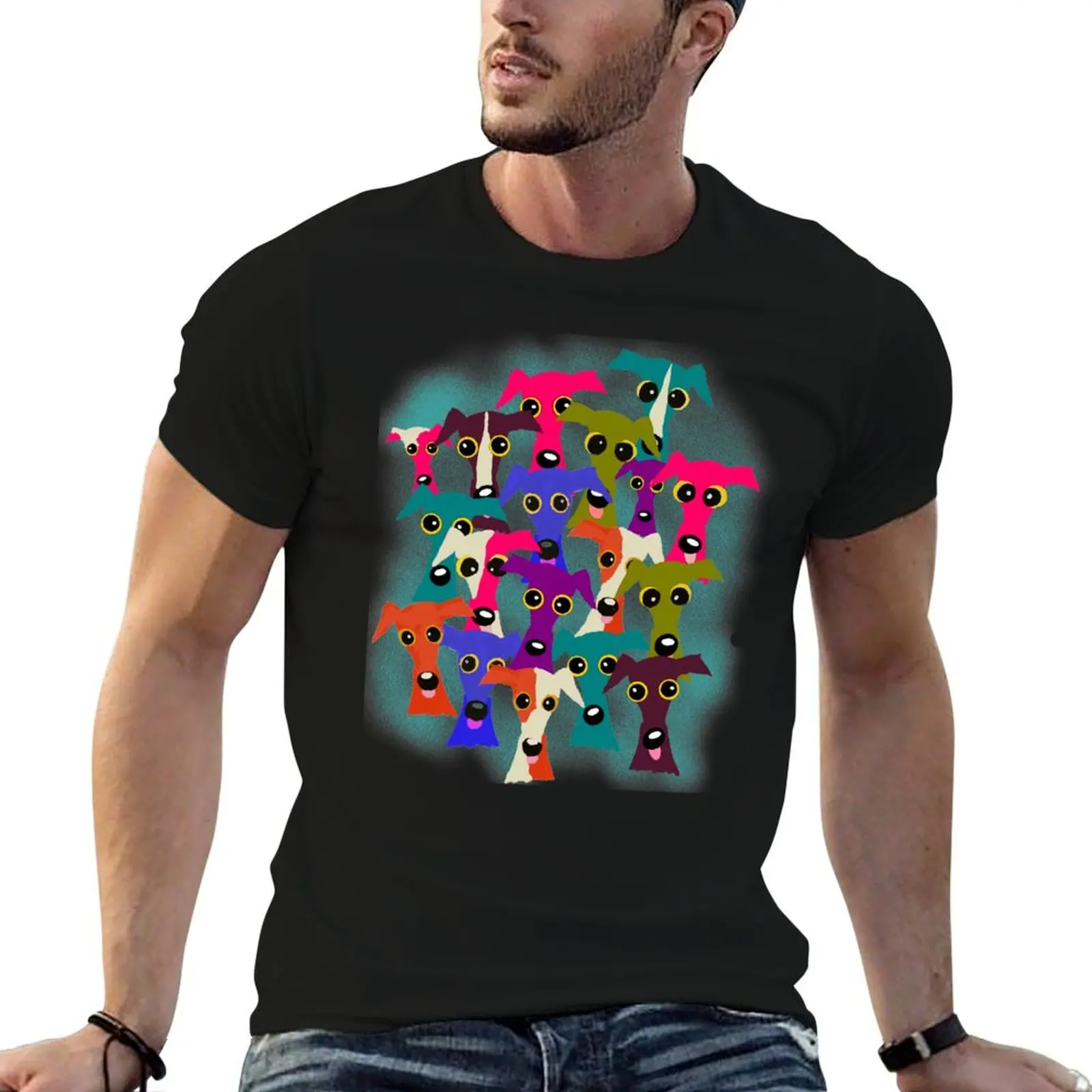 A crowd of sight hounds. T-Shirt Big Size Simple T-Shirt