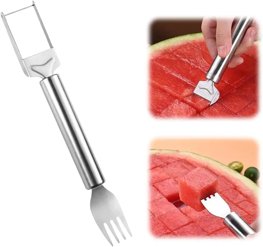 

2-in-1 Stainless Steel Fruit , 2024 Upgrade Watermelon Fork Slicer , Portable Watermelon Windmill Slicer Tool Multifunctional F