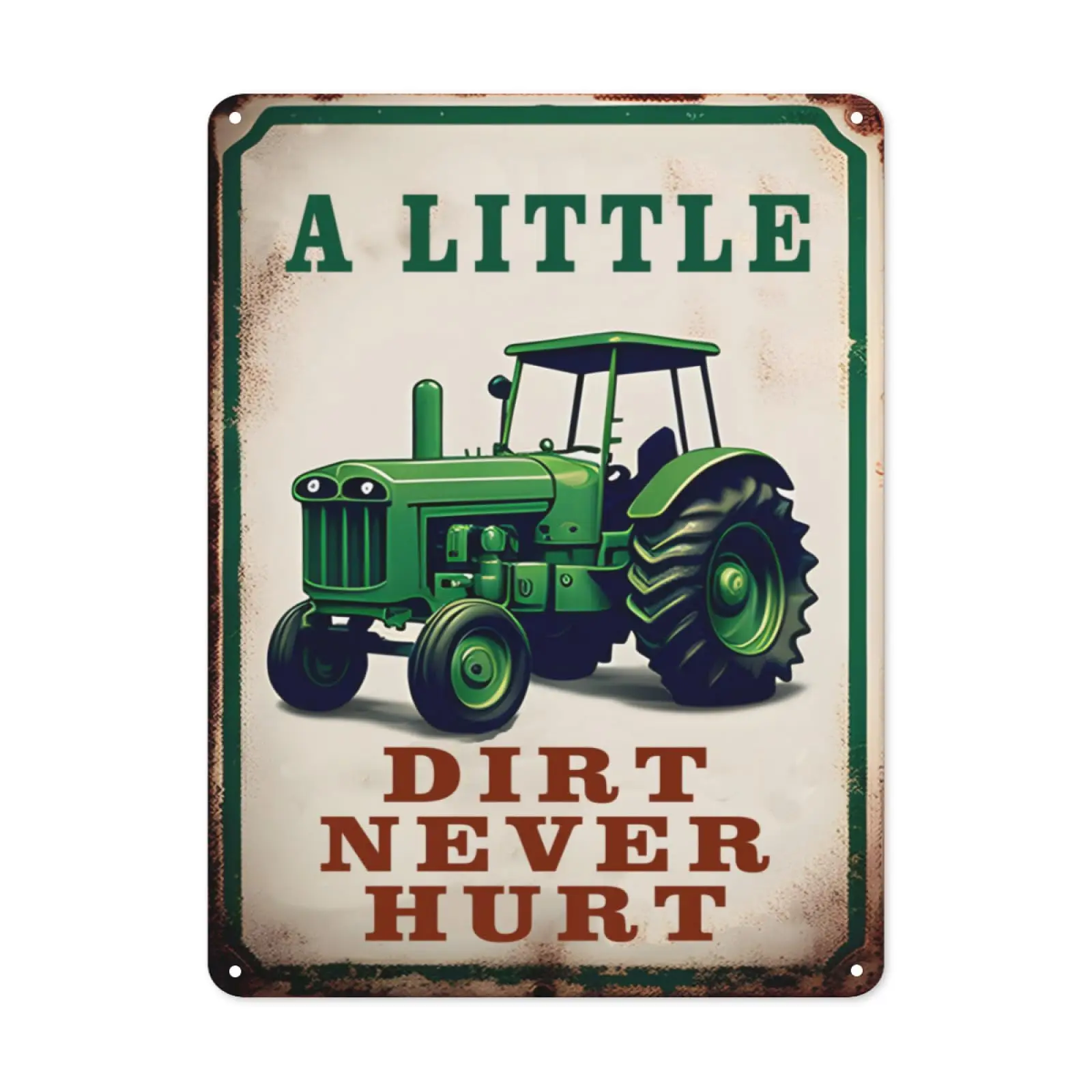 Metal Tin Sign - Tractor Poster Antique Tractor Wall Decor Chic Vintage Art For Garage Man Cave Club   A LITTLE DIRT NEVER HURT