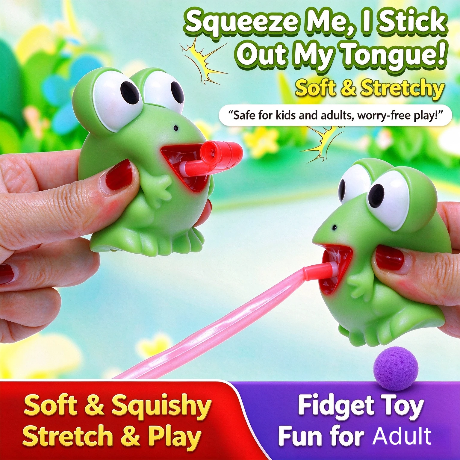 Frog Tongue Sticking Out Dinosaur Pinch Toy,Same Style Funny Squeeze Sounding Sensory Fidget Gift for Adult Stress Relief Toy