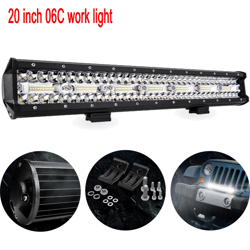 MICTUNING 06C 20“ LED Work Light Bars Weatherproof 12V-24V Spot Flood Roof Bumper Lamp For Off Road Automotive LED Driving Light